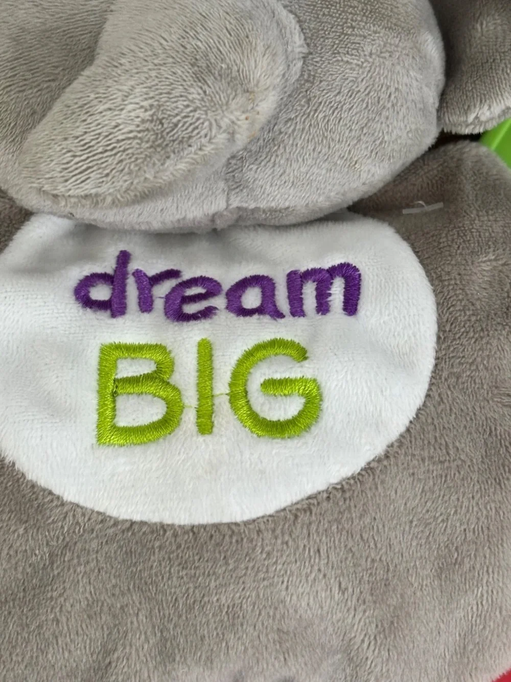 NWOT Playtex Baby Gray Elephant Doll Teether Plush Lovey Crinkle Toy Dream Big